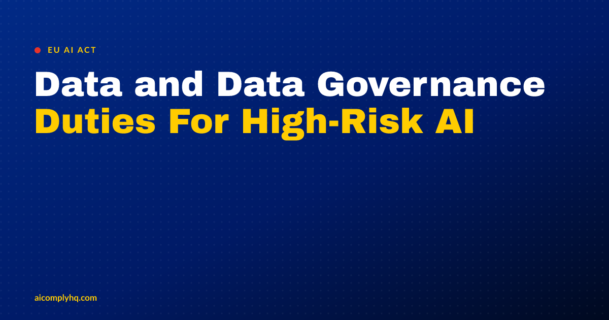Cover image for “Data and Data Governance Duties For High-Risk AI”